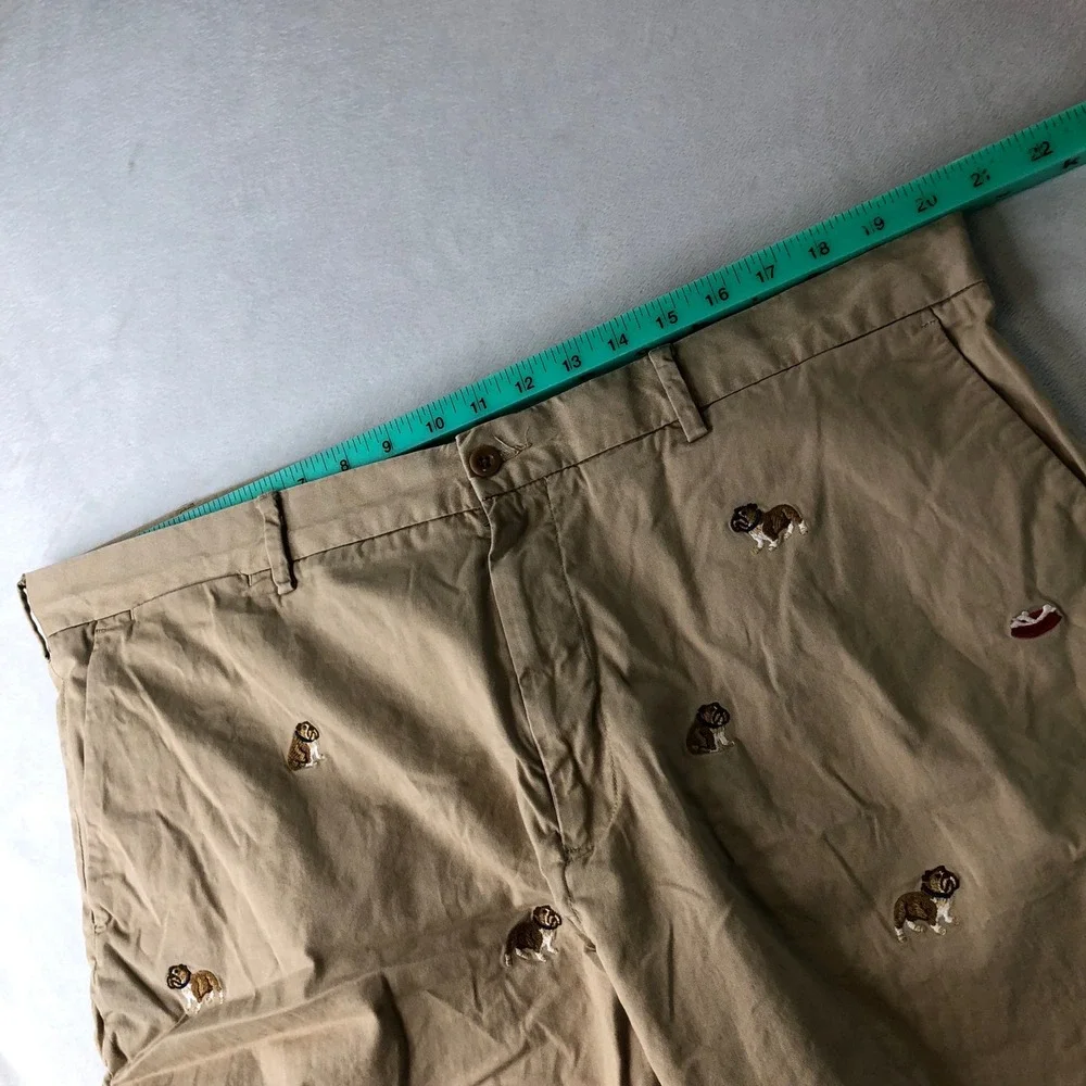 Polo Ralph Lauren Bulldog Shorts Mens 40 Khaki Embroidered Stretch Classic Fit